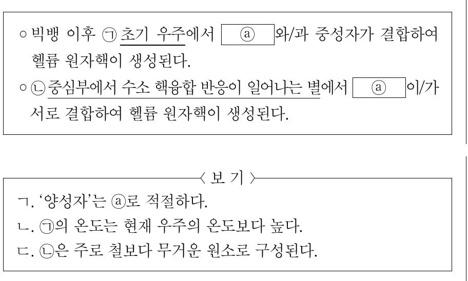 다음은 헬륨 원자핵이 생성되는 2가지 과정에 대한 설명이다. 이에 대한 설명으로 옳은 것만을 <보기>에서 있는 대로 고른 것은?