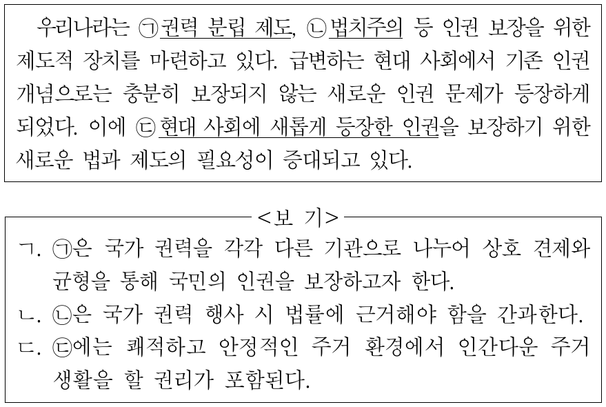 밑줄 친 ㉠∼㉢에 대한 옳은 설명만을 <보기>에서 있는 대로 고른 것은?