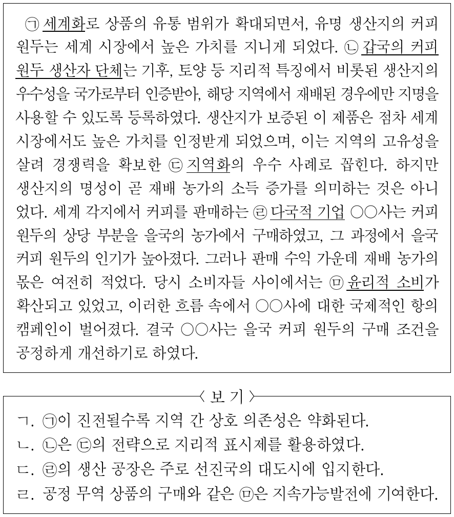밑줄 친 ㉠ ~ ㉤에 대한 옳은 설명만을 <보기>에서 고른 것은?