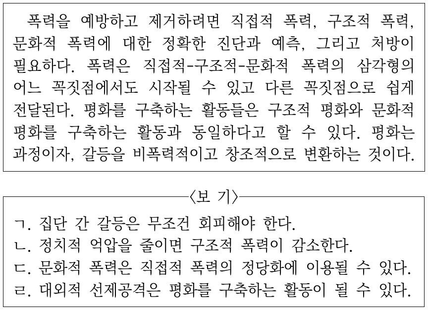 다음을 주장한 사상가의 입장으로 적절한 것만을 <보기>에서 고른 것은?