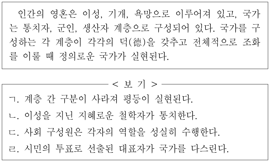 다음을 주장한 사상가가 추구한 이상 사회의 모습을 <보기>에서 고른 것은?