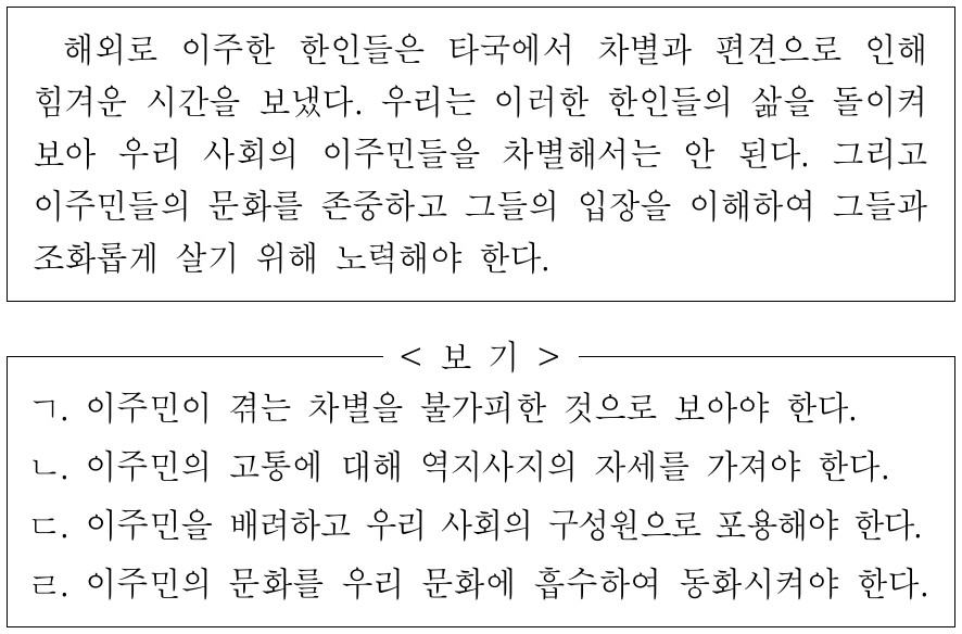 다음 글의 입장만을 <보기>에서 고른 것은?