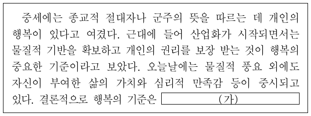 (가)에 들어갈 내용으로 가장 적절한 것은?