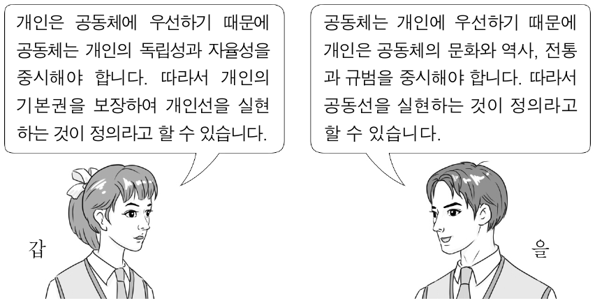 갑, 을의 입장으로 적절하지 않은 것은?