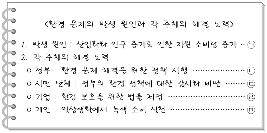 다음은 학생 필기 내용의 일부이다. ㉠ ~ ㉤ 중 옳지 않은 것은?