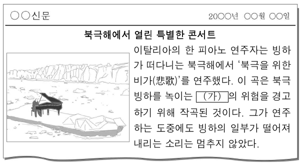 (가)에 해당하는 환경 문제가 지속될 경우 우리나라에서 나타날 수 있는 변화에 대한 추론으로 가장 적절한 것은?