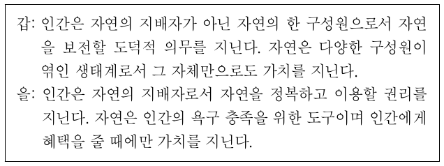 갑의 입장에서 을의 입장에 대해 제기할 수 있는 비판으로 가장 적절한 것은?
