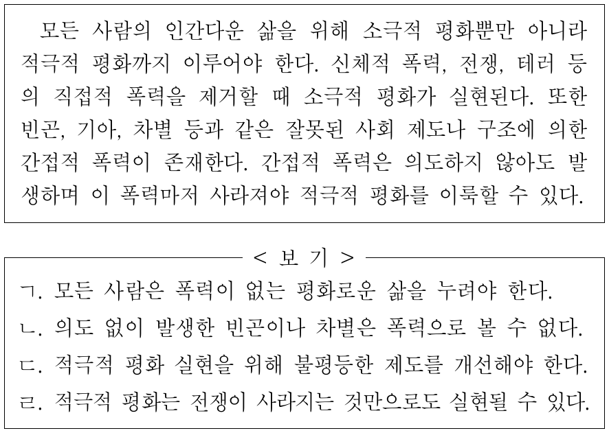 다음을 주장한 사상가의 입장으로 적절한 것만을 <보기>에서 고른 것은?