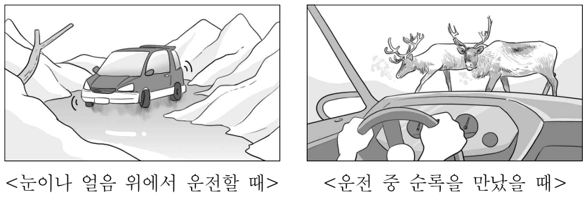 그림은 세계 어느 지역에서 운전할 때 조심해야 하는 상황이다. 이 지역의 기후 특성에 대한 설명으로 옳은 것은?