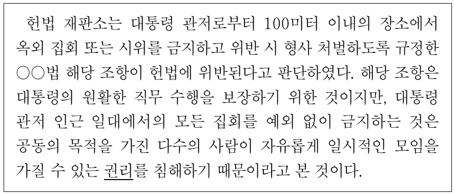 밑줄 친 ‘권리’에 해당하는 기본권에 대한 설명으로 옳은 것은?