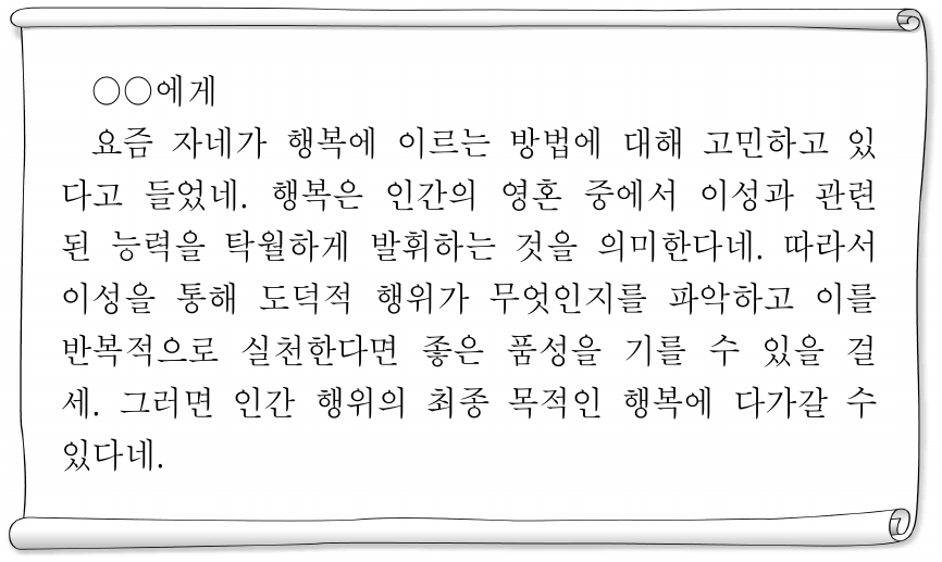 다음 가상 편지에서 강조하는 내용으로 가장 적절한 것은?